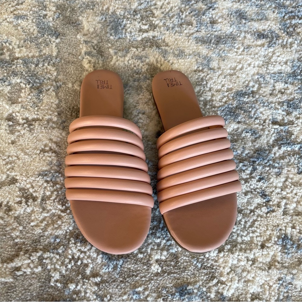 Blush Neutral Strappy Slide Sandal Size 7